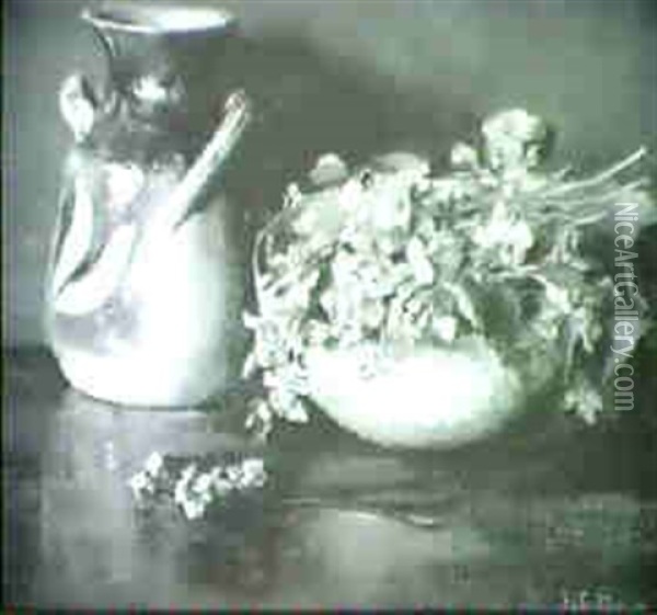 Still Life With Bowl Of Violets Oil Painting - Fannie Eliza Duvall