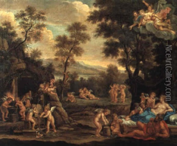 Venus In Der Schmiede Des Vulkan Oil Painting - Francesco Albani