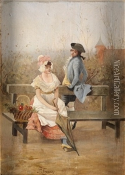 Pareja En El Jardin Oil Painting - Placido Frances y Pascual