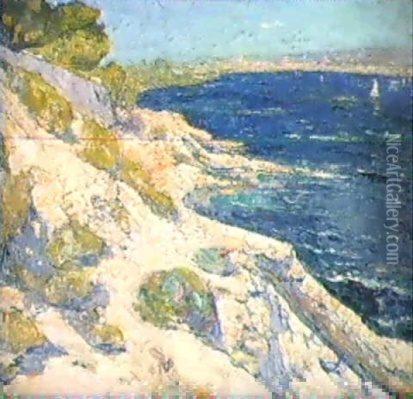 Vue De La Cote Mediterraneenne Oil Painting - Paul Leduc