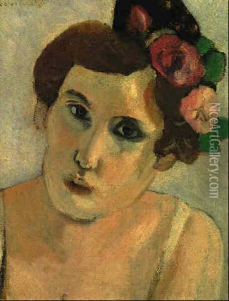 Tete De Femmme, Fleurs Dans Le Cheveux Oil Painting - Henri Matisse