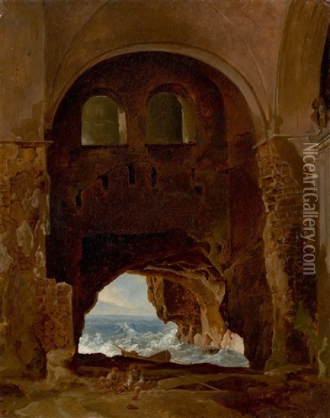 Ruins Of A Cloister, By The Sea Oil Painting - Franz Ludwig Catel