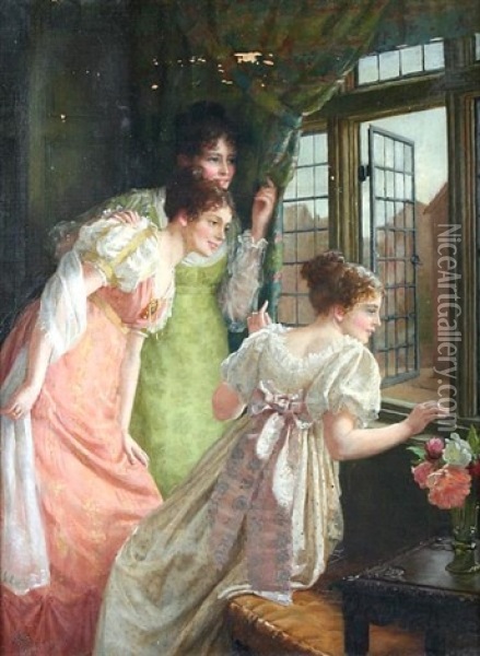 Waiting For The Suitor Oil Painting - Mary E. Harding
