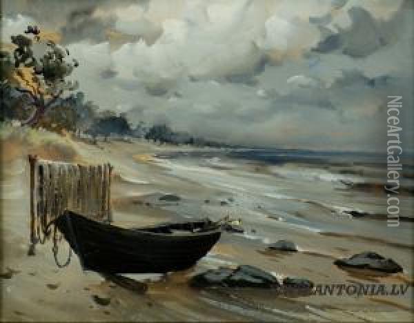 The Boat In Jurmala Oil Painting - Arnolds Spalvins