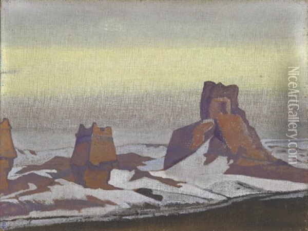Ruins Of A Chinese Fort Oil Painting - Nikolai Konstantinovich Roerich