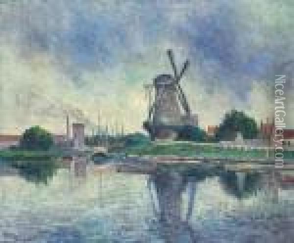 Moulin En Hollande Oil Painting - Maximilien Luce