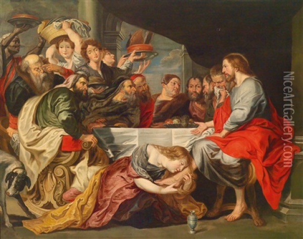 Die Fuswaschung Oil Painting - Willem van Herp the Elder