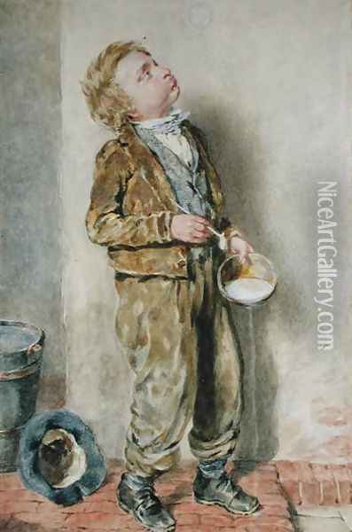 Blowing Bubbles Oil Painting - William Henry Hunt