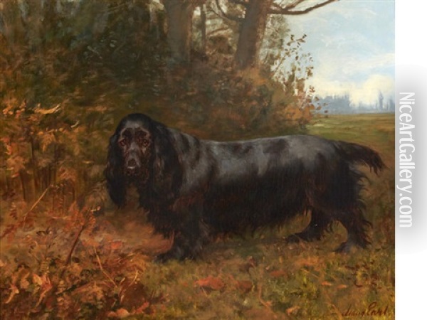 Field Spaniel Oil Painting - Maud Earl