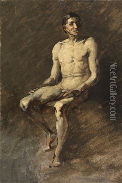 Sitzender Mannlicher Akt Oil Painting - Wilhelm Busch