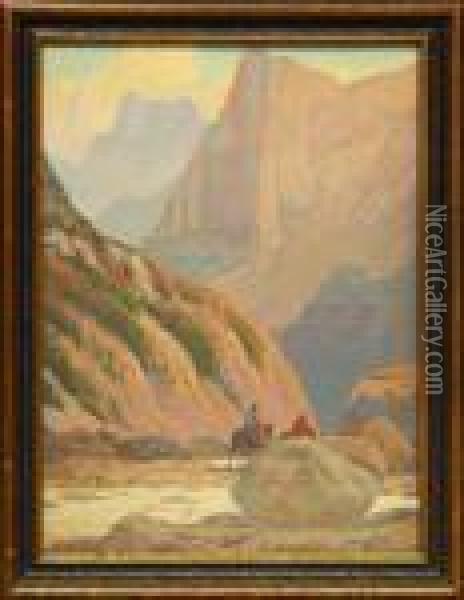 Trail Riders In A Desert Canyon Oil Painting - Fred Grayson Sayre