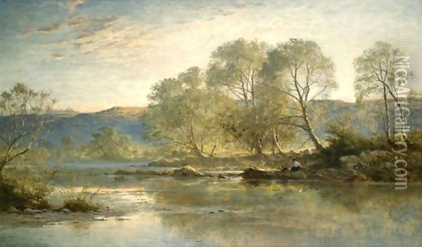Sunny Evening, North Wales Oil Painting - Benjamin Williams Leader