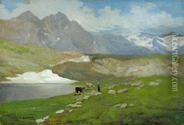 Alpi Carniche Oil Painting - Giuseppe Bazzani