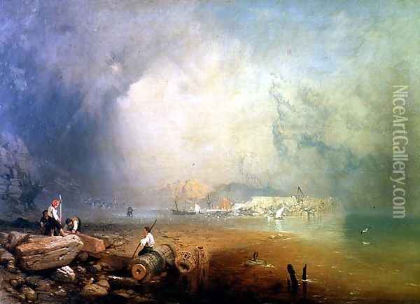 Mediterranean Coastal Scene Oil Painting - James Baker Pyne