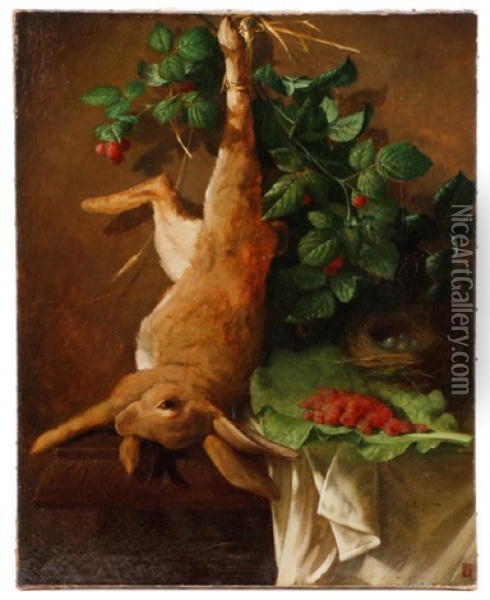 Natura Morta De Lapin Oil Painting - Hippolyte Michaud