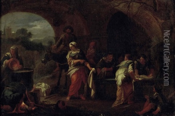 Die Wascherinnen Oil Painting - Pieter Jacobsz. van Laer