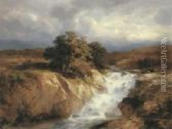 Kleiner Wasserfall In Felsiger Landschaft Oil Painting - Alexandre Calame