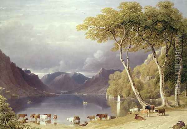 Head of Ullswater in the Lake District Oil Painting - George Fennel Robson