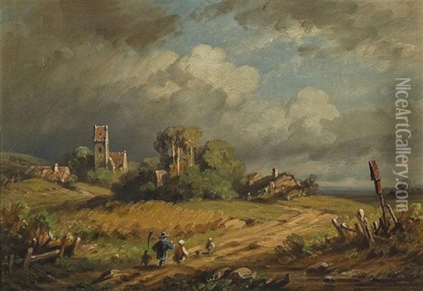 Ruckkehr Vom Feld Bei Aufziehendem Wetter Oil Painting - August Seidel