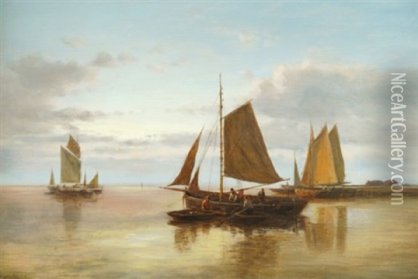 Fishing Boats Oil Painting - Abraham Hulk the Younger