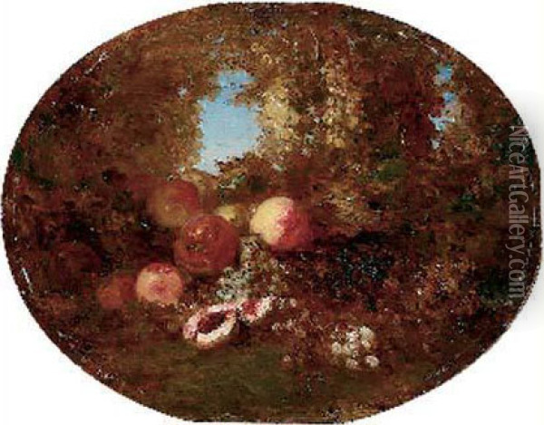 Nature Morte A La Peche Et Aux Raisins Oil Painting - Felix Ziem