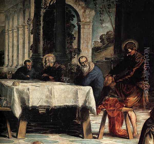 Christ Washing His Disciples' Feet (detail 2) Oil Painting - Jacopo Tintoretto (Robusti)