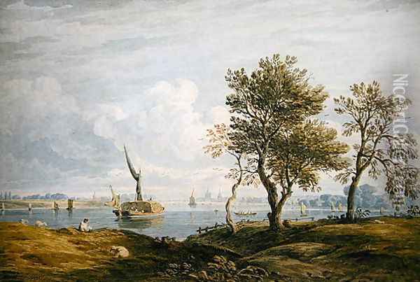 Battersea from the Banks of the Thames Oil Painting - John Varley