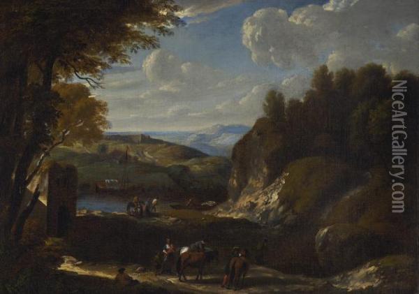 Sudliche Landschaft Mit Einem Kleinen See Oil Painting - Cornelis Huysmans