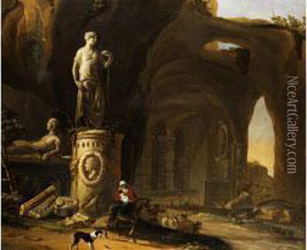 Inneres Einer Felsengrotte Oil Painting - Abraham van Cuylenborch