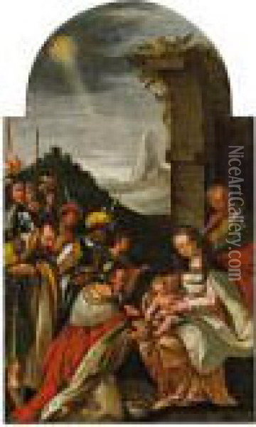 Anbetung Der Konige Oil Painting - Jacopo Bassano (Jacopo da Ponte)