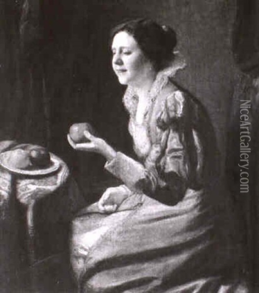 Junge Frau In Grunem Kleid Oil Painting - Gaston La Touche