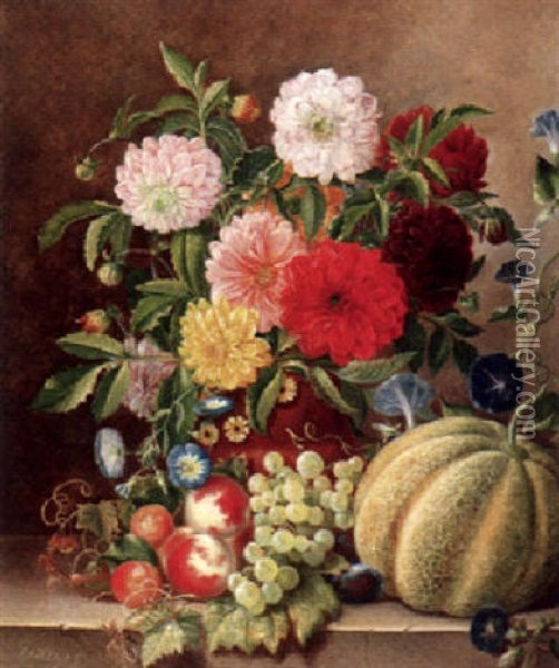 Variastilleben Mit Blumenstraus Und Fruchten Oil Painting - Rudolphine Swanida Wildrik