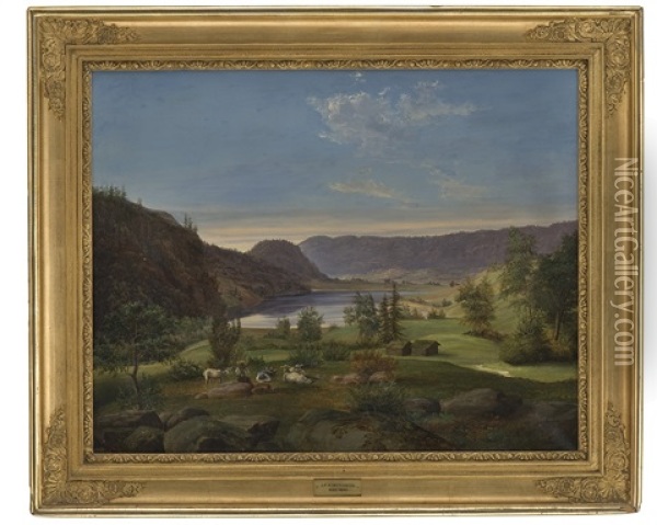 Landskap Med Gjetere Oil Painting - Johan Fredrik Eckersberg