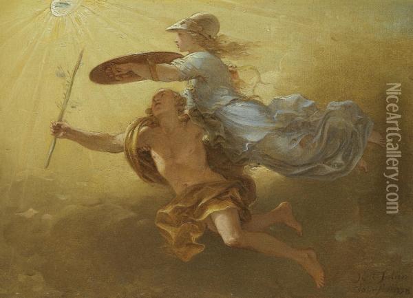 Apollo And Minerva Oil Painting - Simon Julien De Parme