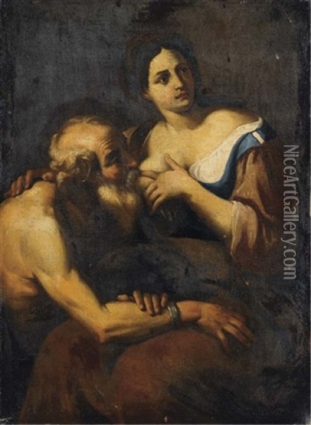 La Charite Romaine Oil Painting -  Guercino