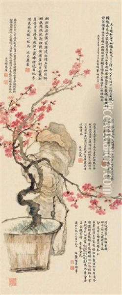 Plum Blossom Oil Painting -  Zhang Tingji