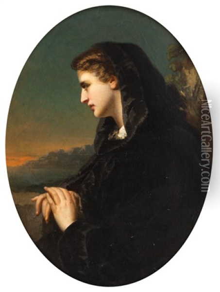 Portrait Of A Woman Oil Painting - Franz Xaver Winterhalter