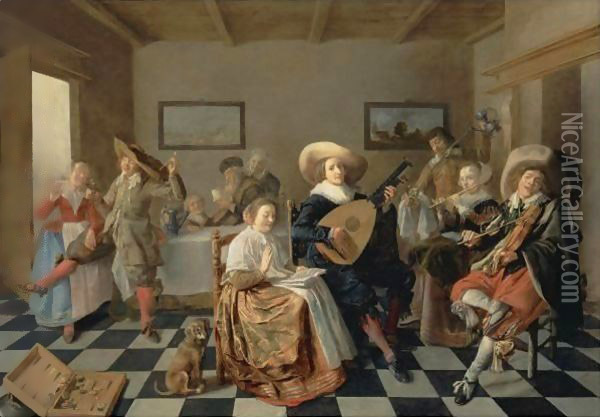 A Merry Company Oil Painting - Jan Miense Molenaer