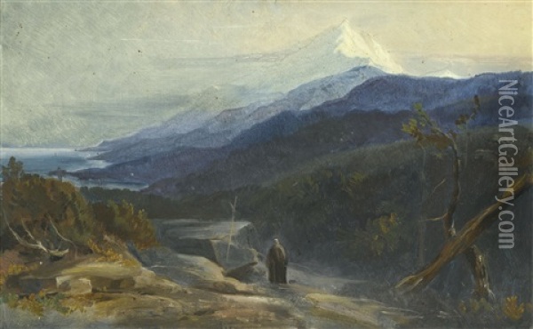 View Of Mount Athos, Greece Oil Painting - Edward Lear