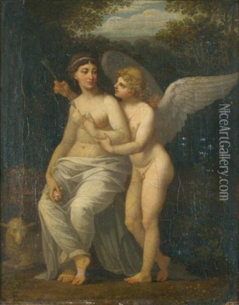 Venus Et L'amour Oil Painting - Jean-Baptiste Regnault