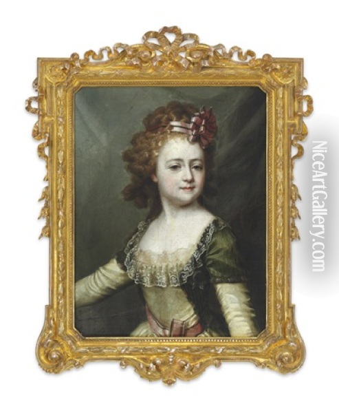 Portrait Of Grand Duchess Alexandra Pavlovna Of Russia (1783-1801) Oil Painting - Dimitri Gregoriovitch Levitsky