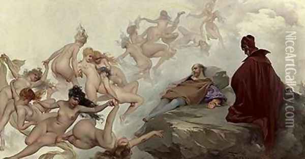 Faust und Mephisto (or The Dream of Falero) Oil Painting - Luis Ricardo Falero