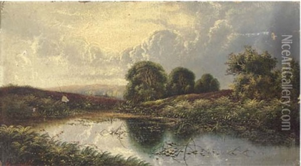 Near Guildford, Surrey (+ Near Woking, Surrey; Pair) Oil Painting - Edwin Henry Boddington