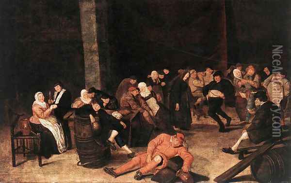 Peasants at a Wedding Feast Oil Painting - Harmen Hals