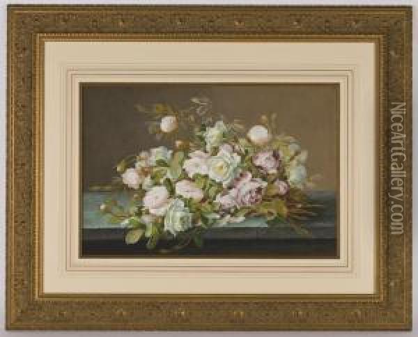 Still Life With Lilacs And Roses Oil Painting - Raoul Maucherat de Longpre