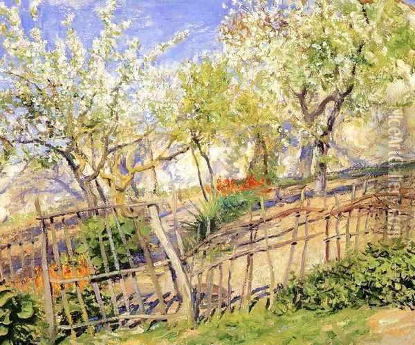 Blossoms and Wallflowers Oil Painting - Guy Rose