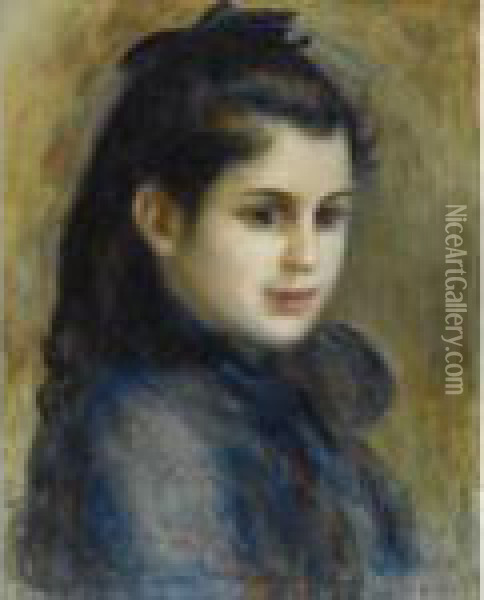 Tete De Jeune Fille Oil Painting - Pierre Auguste Renoir
