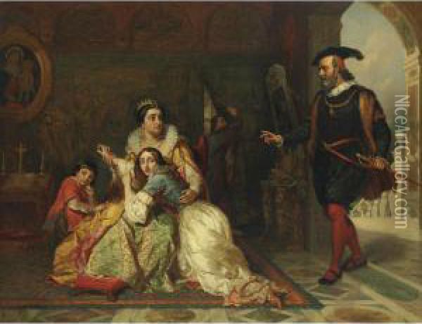 The Admonishment Of Beatrice Cenci Oil Painting - Charles Robert Leslie
