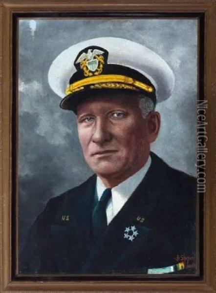 Portrait Ofadmiral Chester W. Nimitz Oil Painting - William Luker