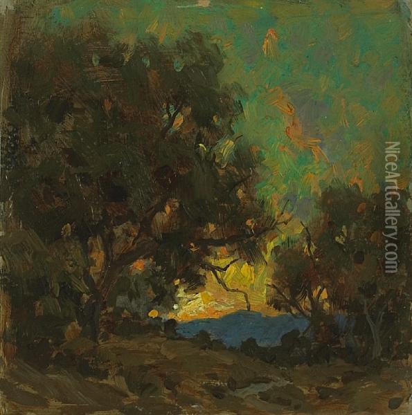 Sunset Oil Painting - Granville Redmond